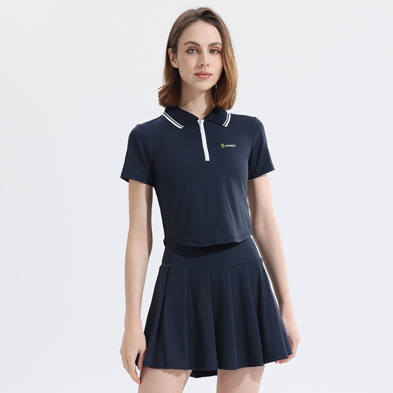 UPF 50+ Colorblock Polo Pickleball Skirt Set