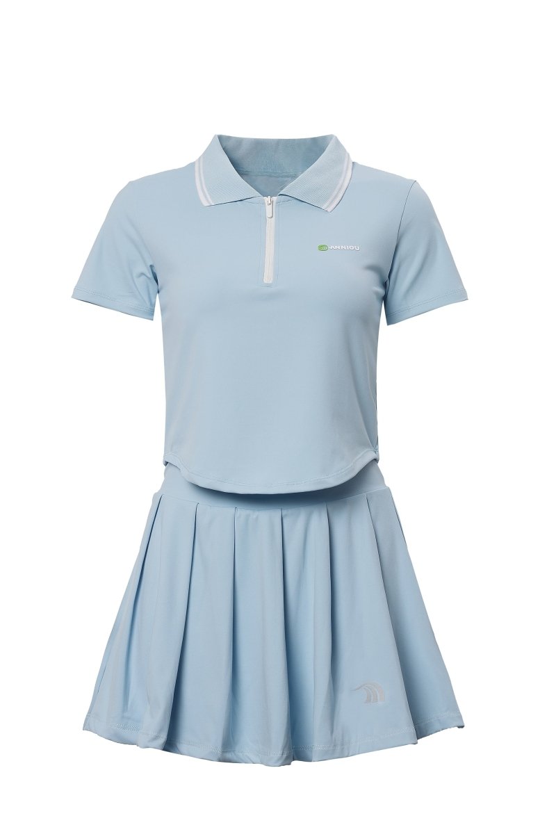 UPF 50+ Colorblock Polo Pickleball Skirt Set