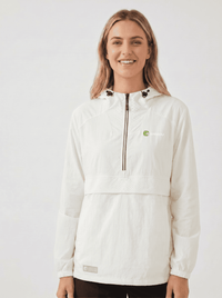 white UPF 50+ Cooling Jacket with half zip hood
