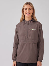 brown UPF 50+ Cooling Jacket with half zip hood