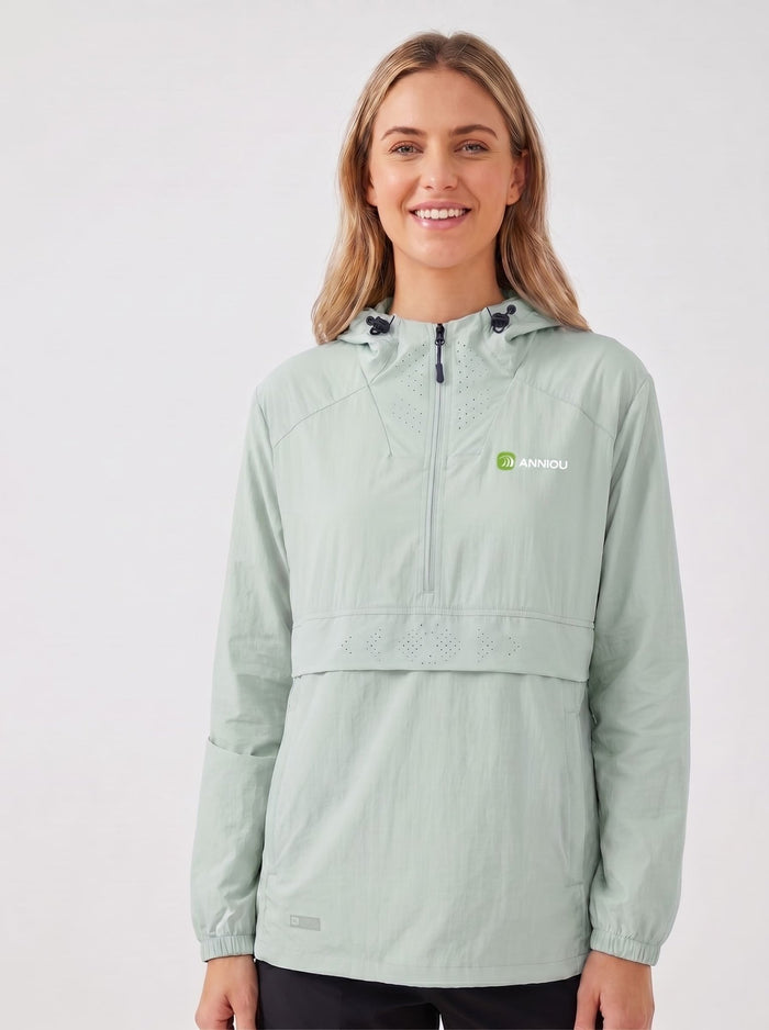 light green UPF 50+ Cooling Jacket with half zip hood
