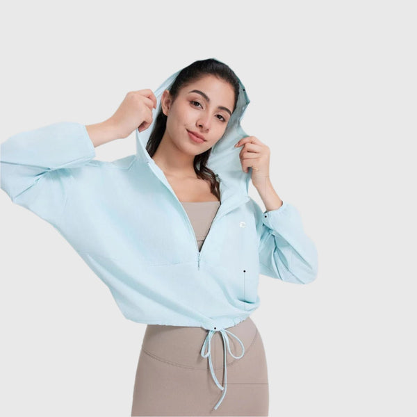 Women's Sky Blue UPF 50+ Cropped Hoodie
