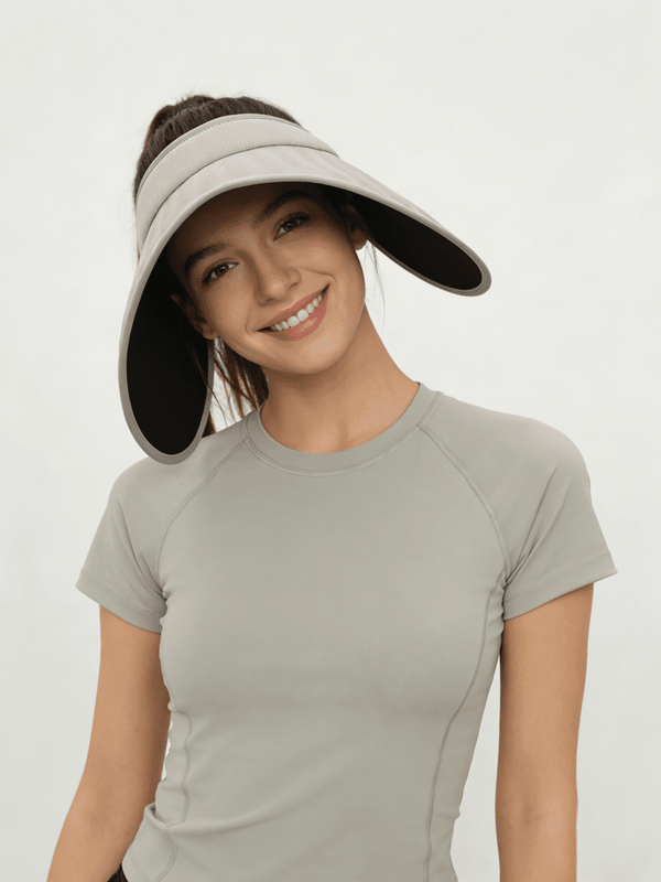 Women's Grey UPF 50+ Extra Wide Brim Visor Hat