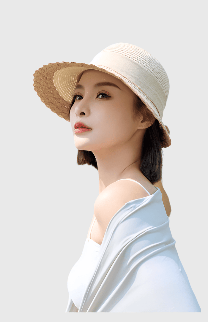 Creamy white sun protection French Straw Hat