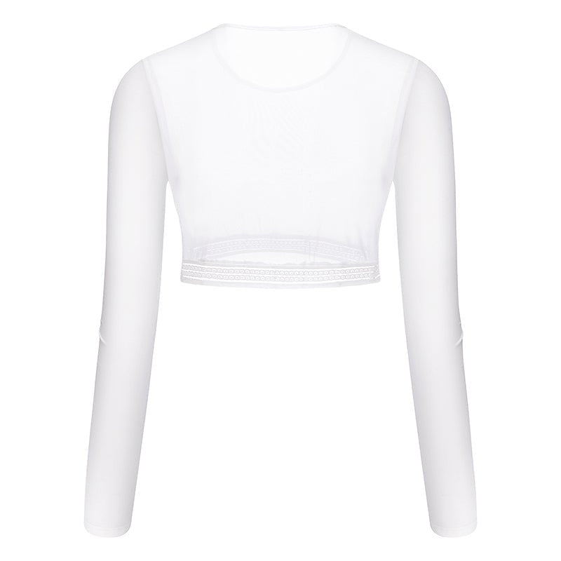 white upf50 golf mesh layering top of back view
