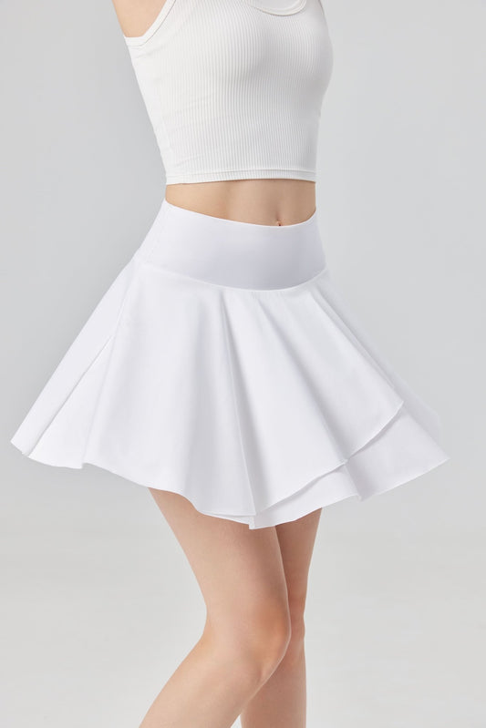 Women's white UPF 50+ high waist pleated skirt by Anniou
