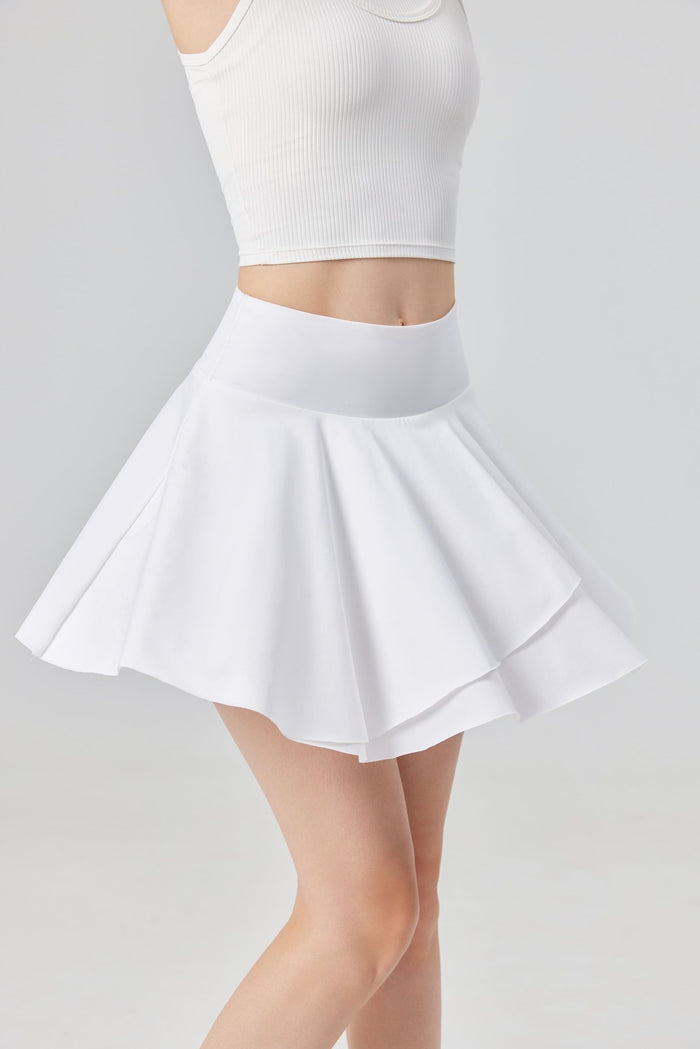 Women's white UPF 50+ high waist pleated skirt by Anniou