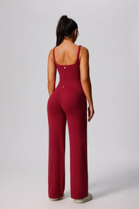 Women's red yoga set with bum lift pamts and vest