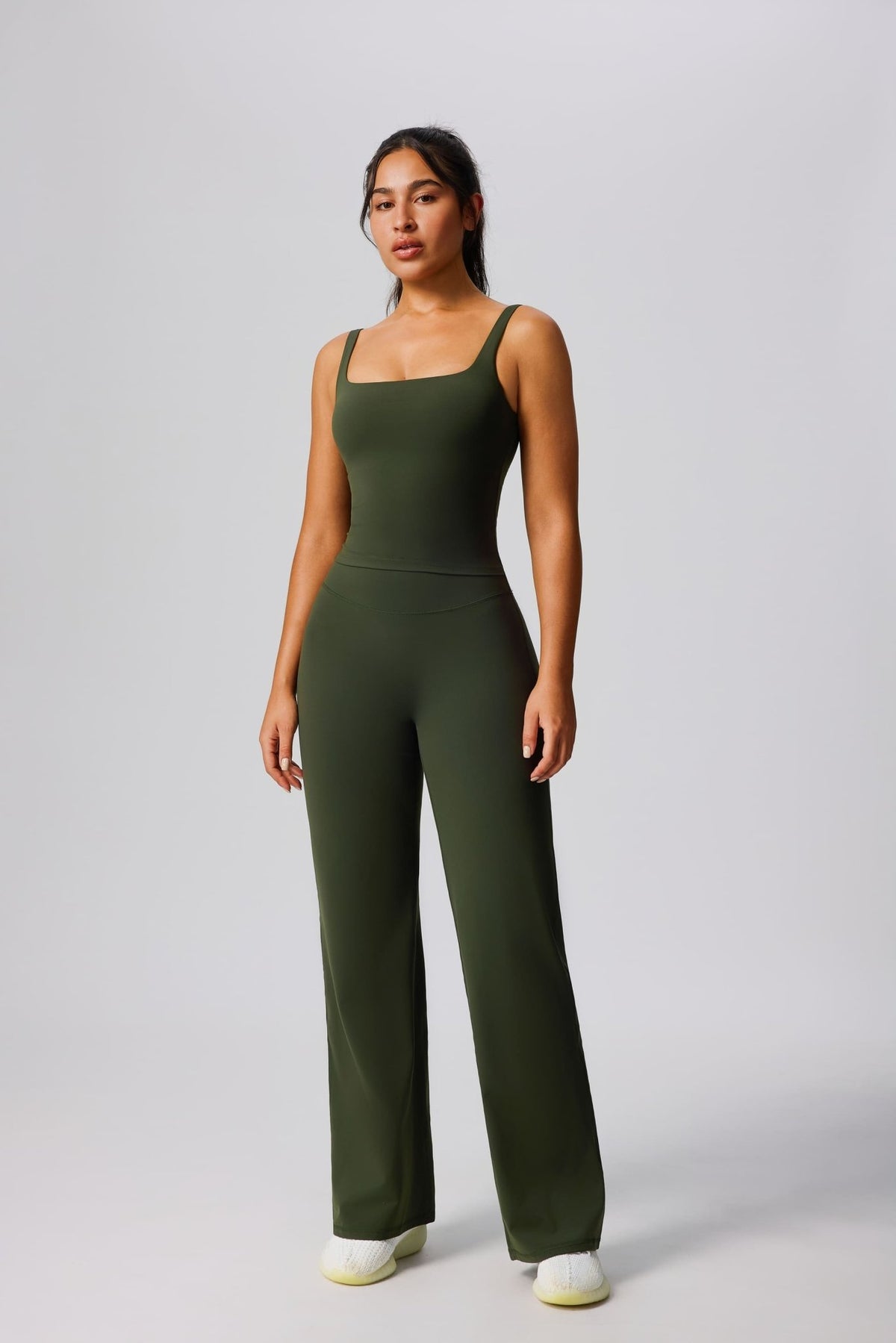 Green UPF 50+ Yoga Sports Vest and Yoga High waist Sports pants
