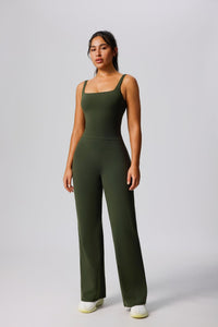 Green UPF 50+ Yoga Sports Vest and Yoga High waist Sports pants