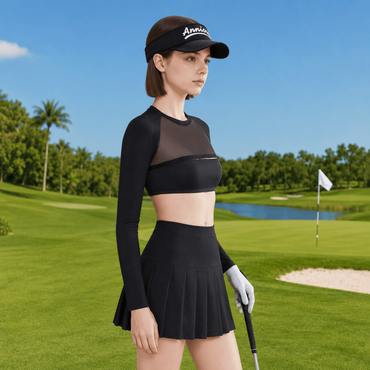 black womens upf50 ice silk golf mesh shrug