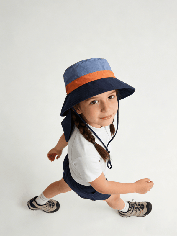  Kids’ blue UV Neck Flap Bucket Hat