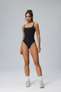 black shaping yoga bodysuir