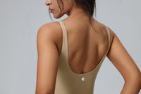 UPF 50+ Beige Shaping Yoga Bodysuit racerback