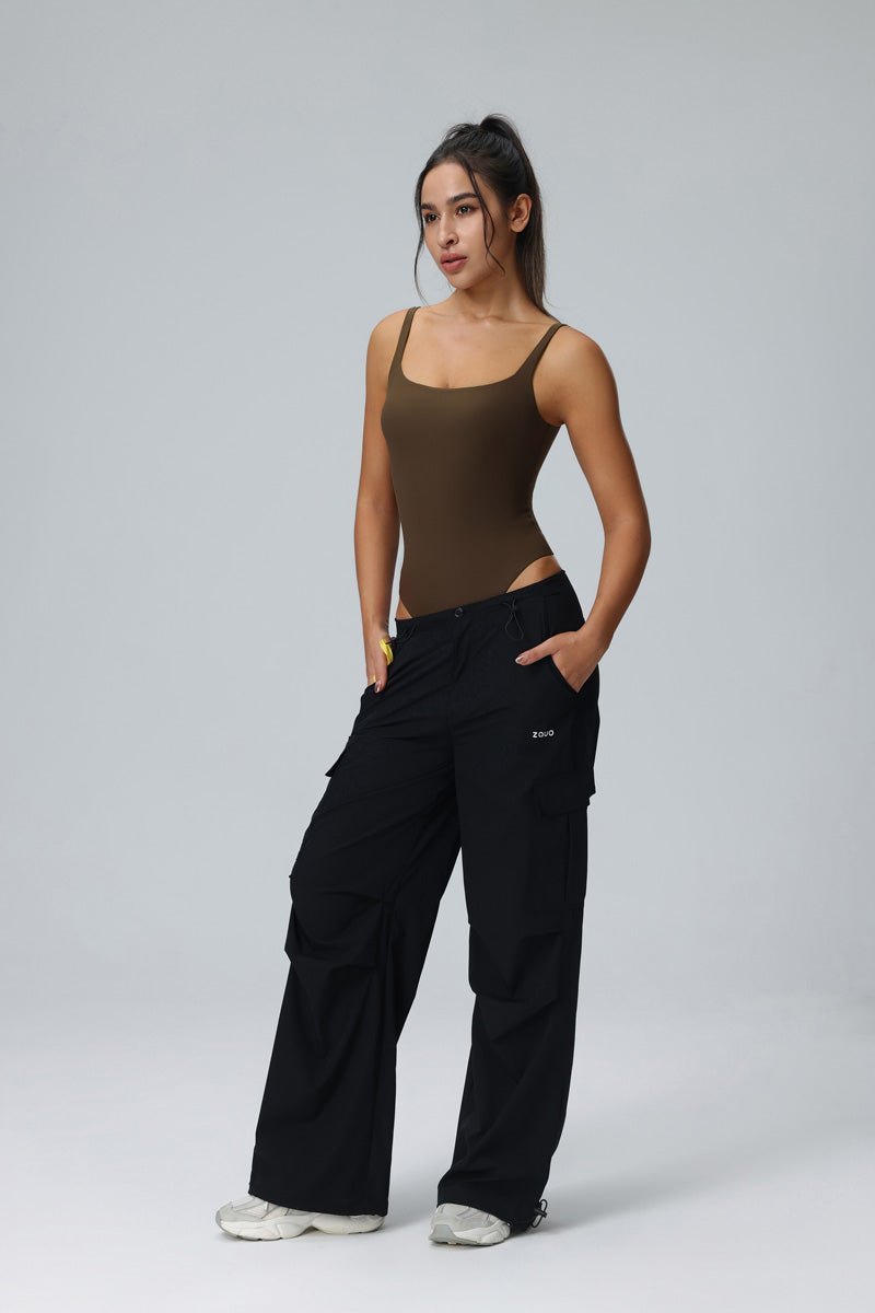 brown Shaping Yoga Bodysuit with trousers