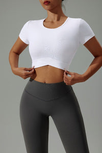 UPF 50+ Short Sleeve Yoga Crop Top - Sun Protection Clothing