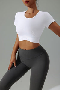 UPF 50+ Short Sleeve Yoga Crop Top - Sun Protection Clothing