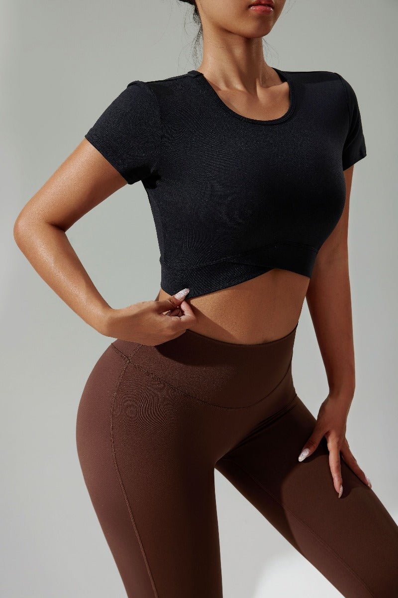 UPF 50+ Short Sleeve Yoga Crop Top - Sun Protection Clothing