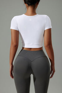 UPF 50+ Short Sleeve Yoga Crop Top - Sun Protection Clothing