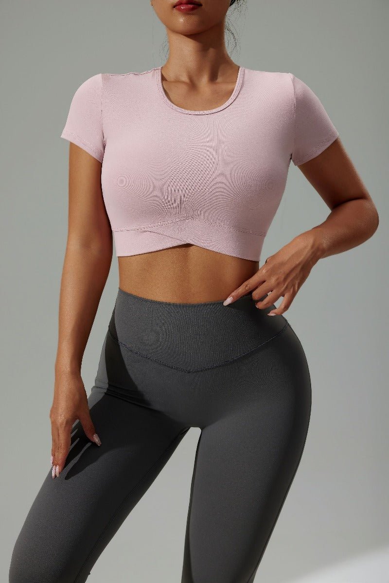 UPF 50+ Short Sleeve Yoga Crop Top - Sun Protection Clothing