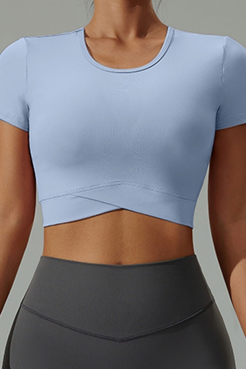 UPF 50+ Short Sleeve Yoga Crop Top - Sun Protection Clothing