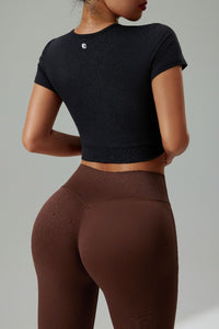 UPF 50+ Short Sleeve Yoga Crop Top - Sun Protection Clothing