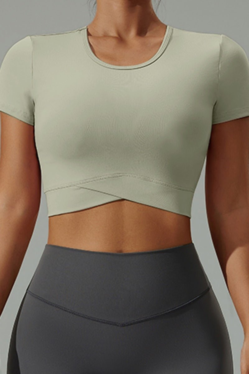 UPF 50+ Short Sleeve Yoga Crop Top - Sun Protection Clothing