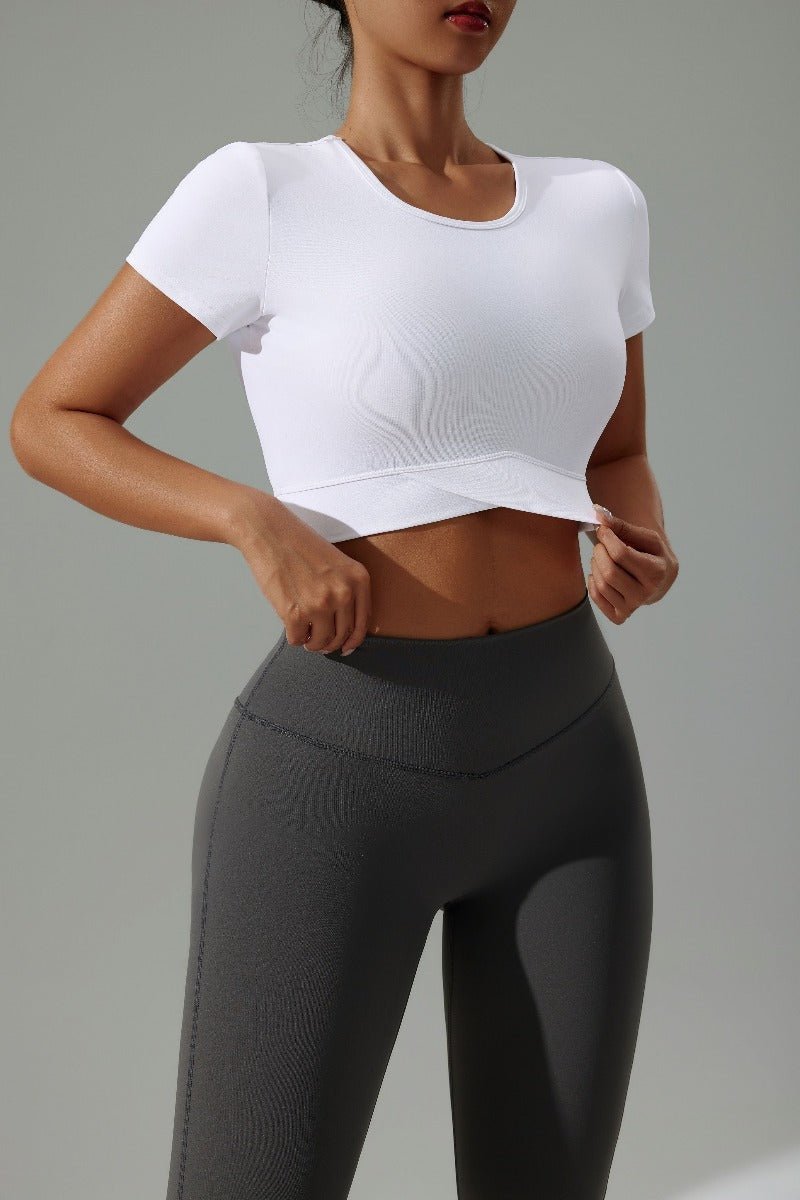 UPF 50+ Short Sleeve Yoga Crop Top - Sun Protection Clothing