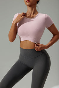 UPF 50+ Short Sleeve Yoga Crop Top - Sun Protection Clothing