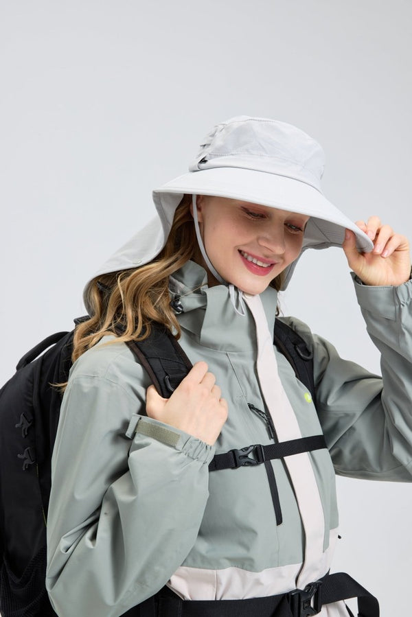 Light Gray UV Sun Hat with Face Protection