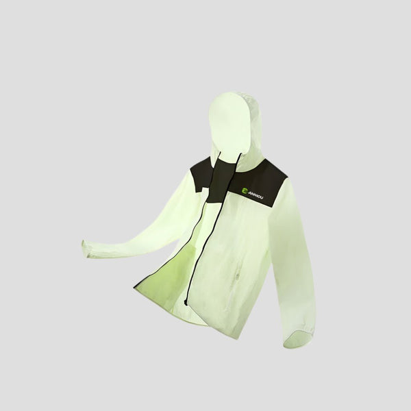 Men's light green Sun Protective Hooded Windbreaker Jacket UPF 50+ with zip