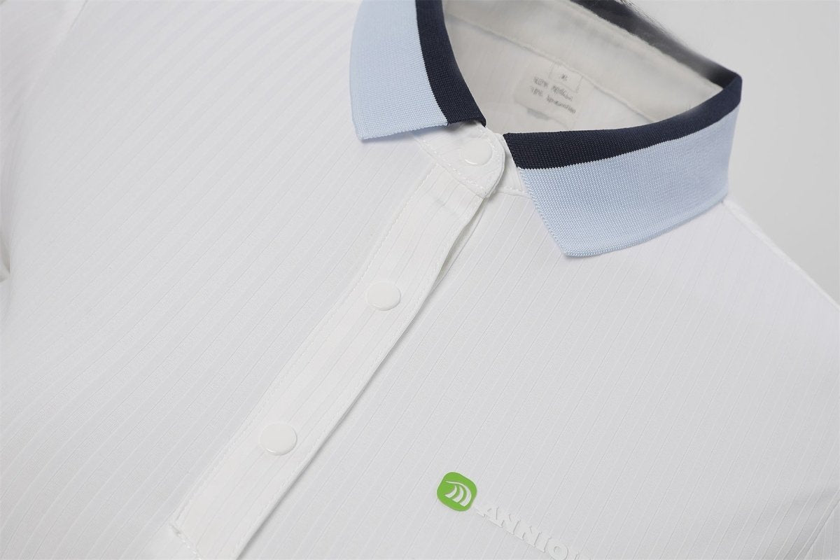 White Button Ice Silk Pickleball Polo Shirt