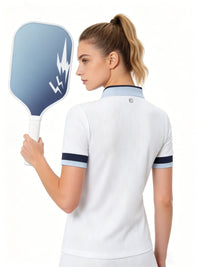 Collared Ice Silk Pickleball Polo Shirt  in White