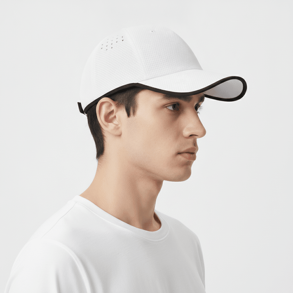 Image showing the side view of a white baseball cap