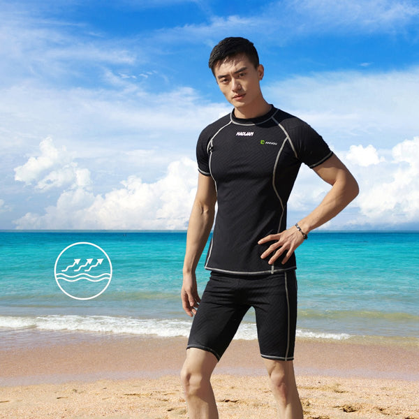 black and gray mens swimsuit