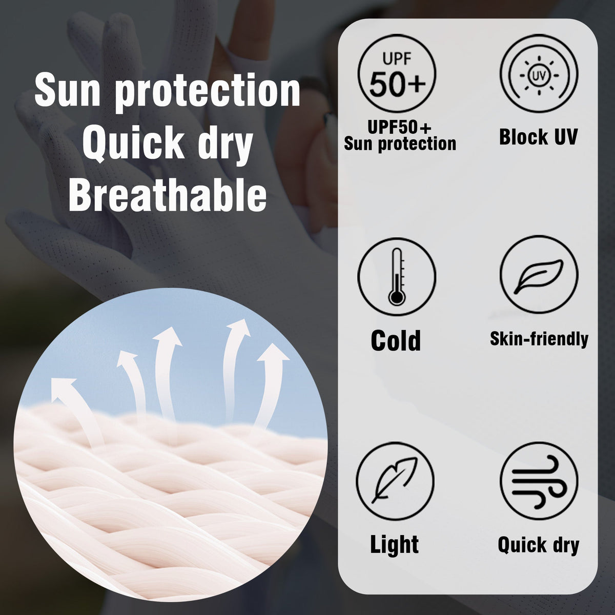 UPF50+ UV Cooling Ice Silk Arm Sleeves - Sun Protection Clothing
