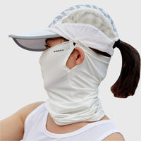 womens white UPF50+ UV Protection Baseball Cap and Neck Gaiter 
