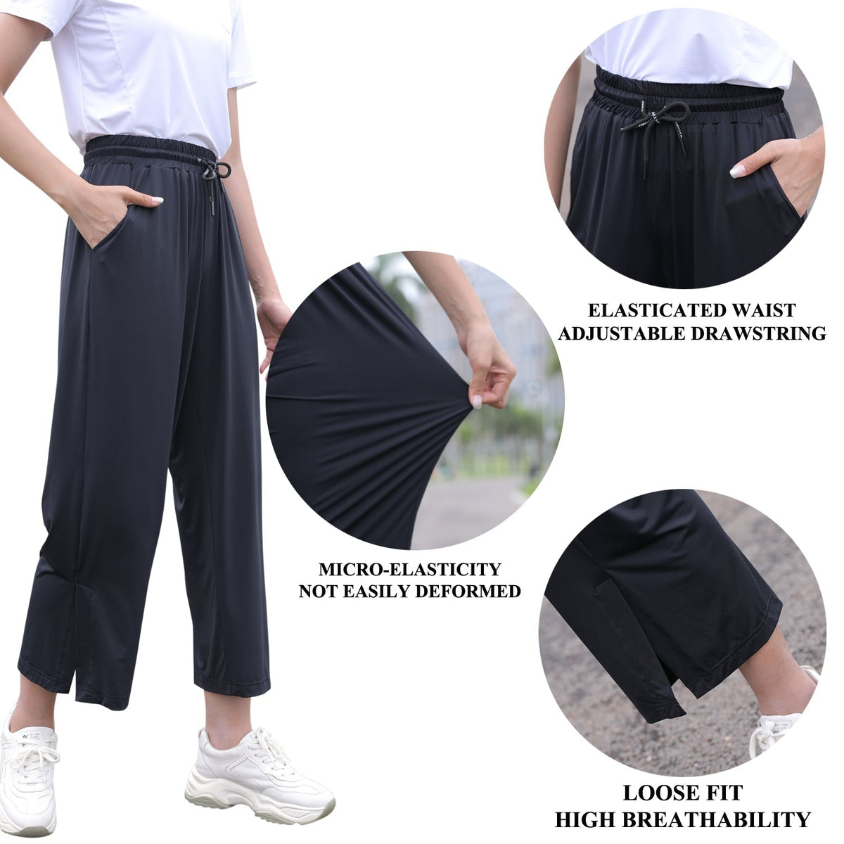 UPF50+ UV Protection Wide Leg Cropped Trousers - Sun Protection Clothing