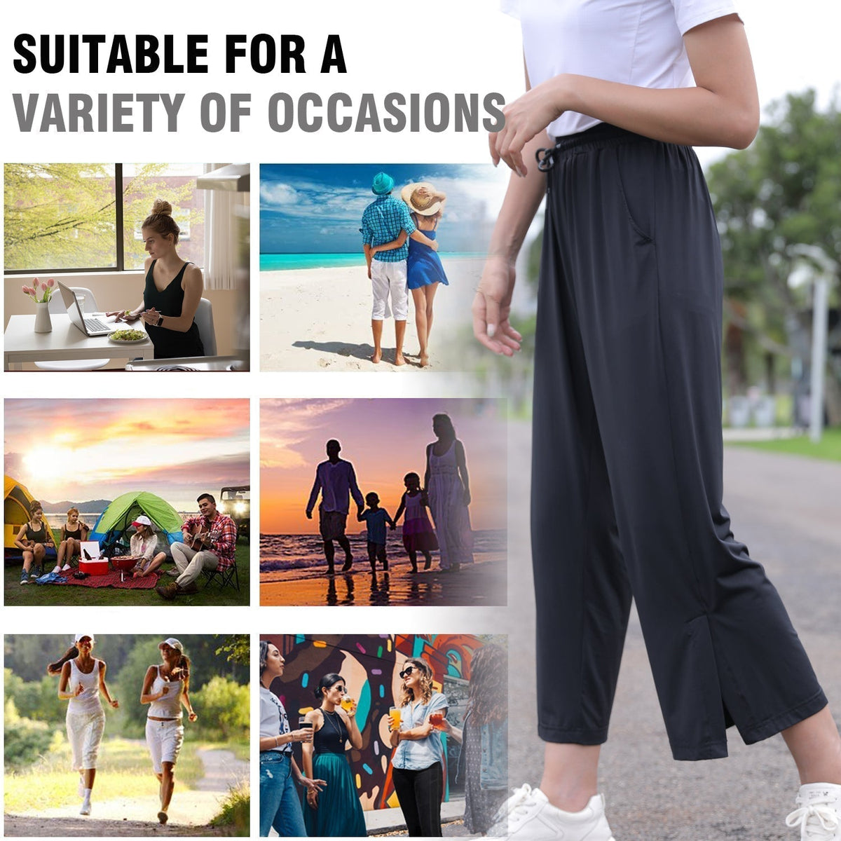 UPF50+ UV Protection Wide Leg Cropped Trousers - Sun Protection Clothing