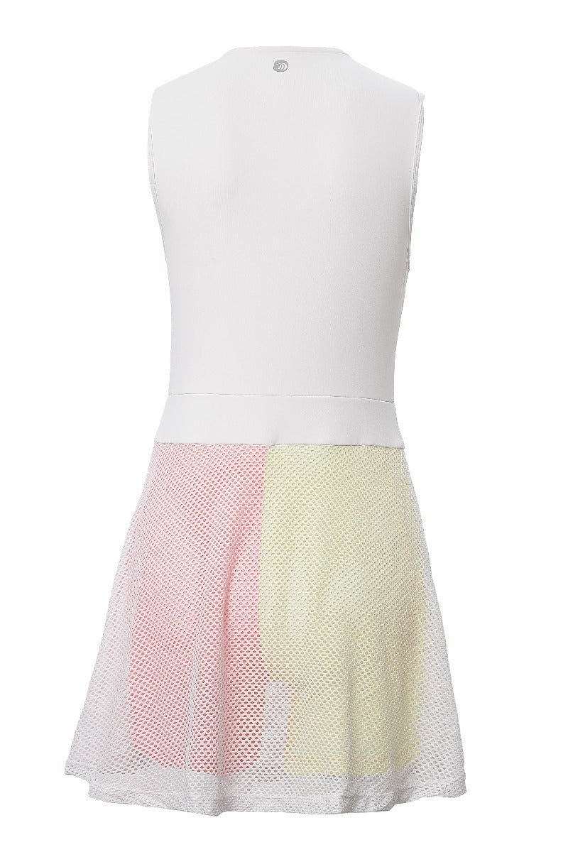 white sun Protection Sleeveless Tennis Dress and colour block