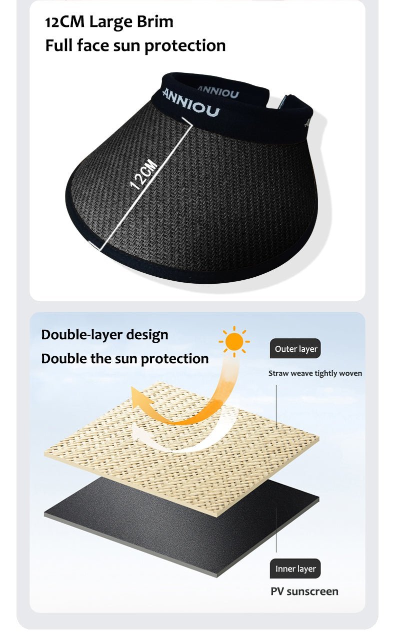 UV Protection Woven Straw Sun Visor - Sun Protection Clothing
