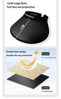 UV Protection Woven Straw Sun Visor - Sun Protection Clothing