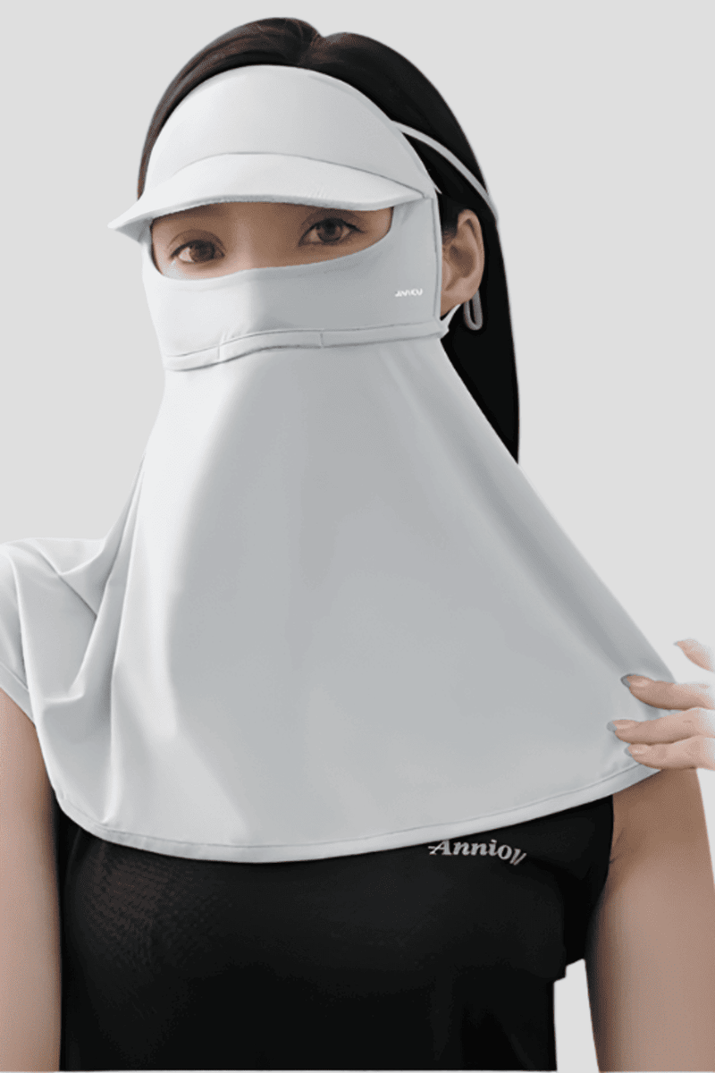 light gray UV sun visor face gaiter
