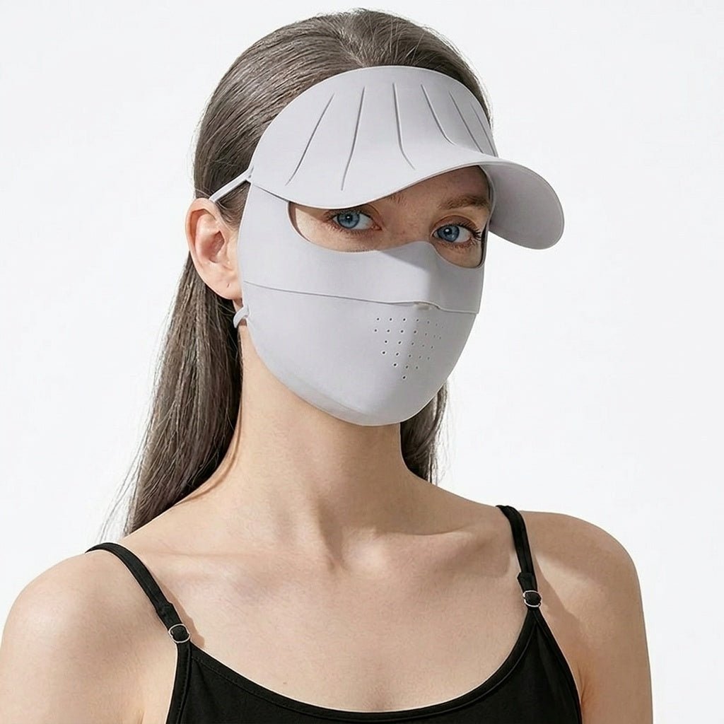 Light Gray UV Wide Brim Face Mask UPF50+