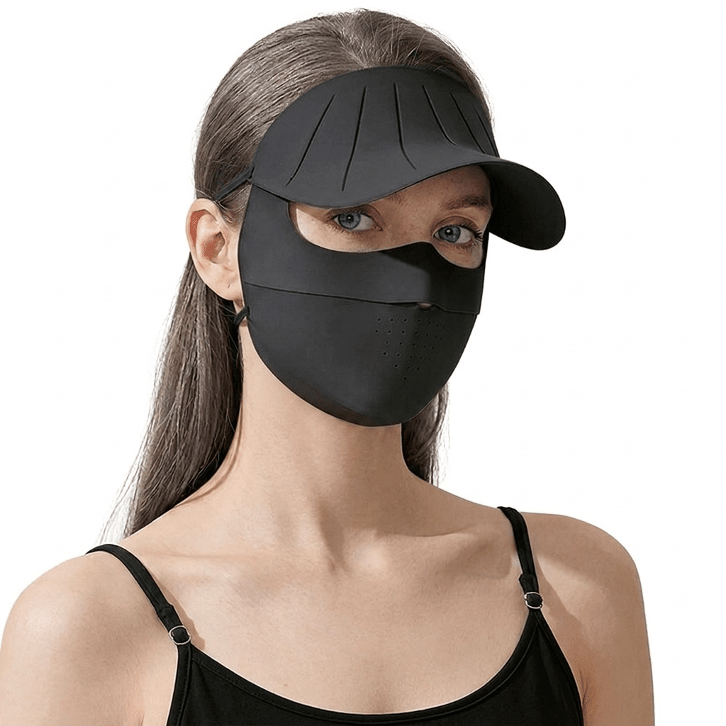 Black UV Wide Brim Face Mask UPF50+