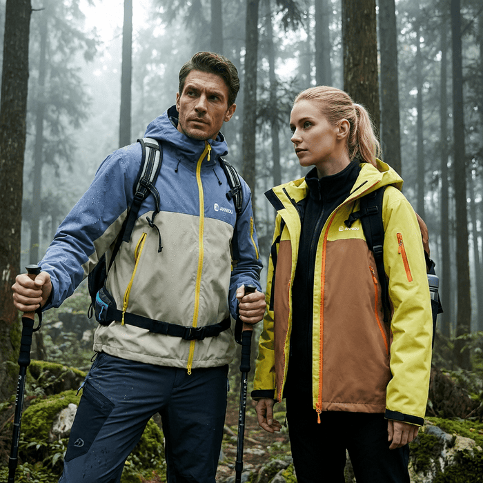 Light Blue and yellow Water Resistant 3 In 1 Jacket for men and women
