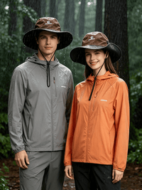 Man and woman wearing a coffee brown Waterproof Wide Brim Sun Hat UPF 50+