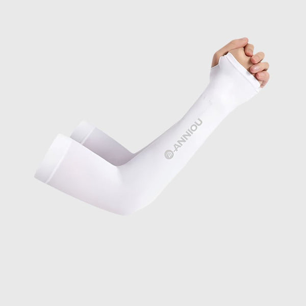 white UPF50+ arm sleeves