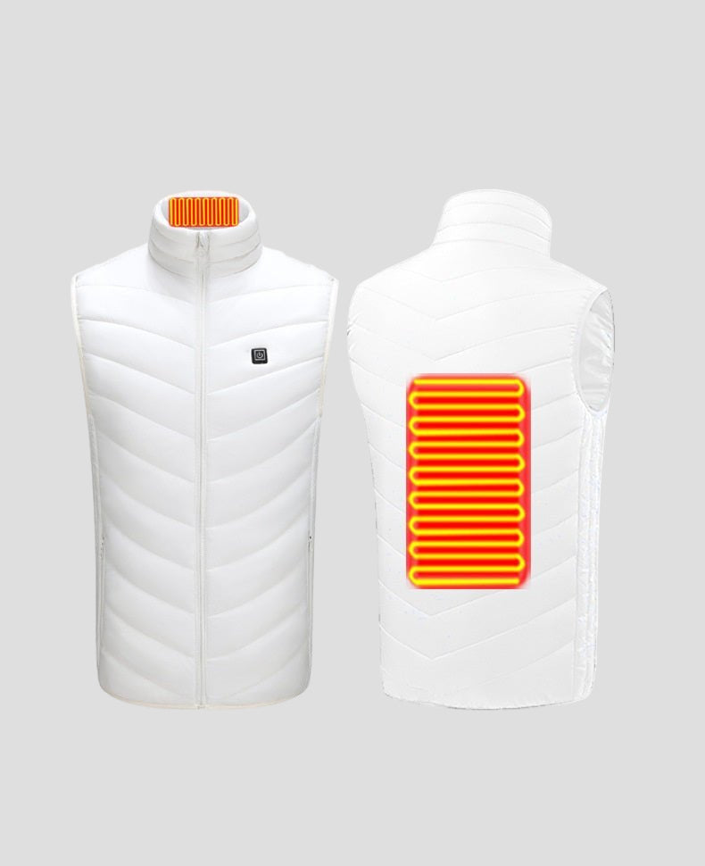 white classic heated vest with 2 heated areas