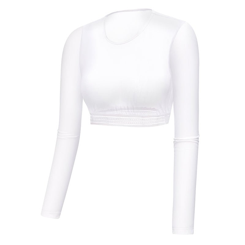 white upf50 golf mesh layering top of side view